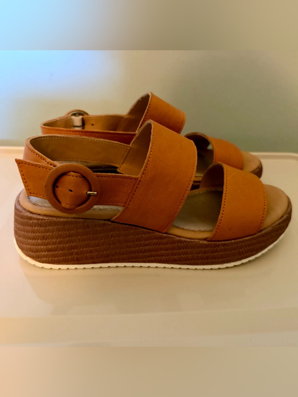 Cordani Women's Cognac Double-Strap Leather Sandal - EU40
